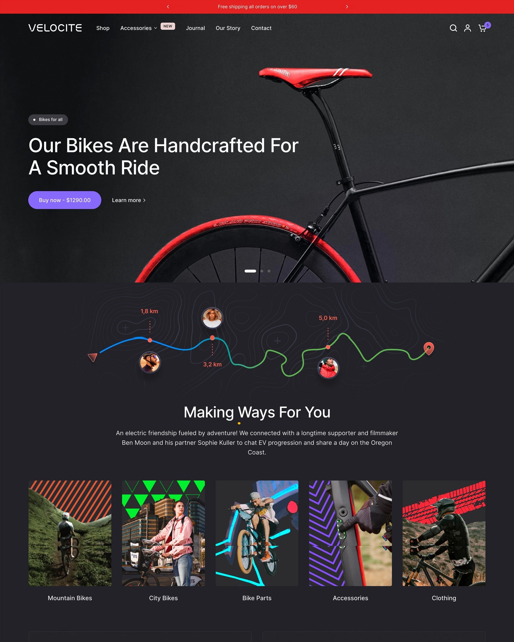 Anteprima in versione desktop di Vision nello stile “Velocite”