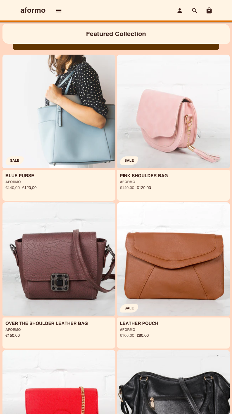 Aperçu de la version mobile du thème Modules dans le style « Autumn »