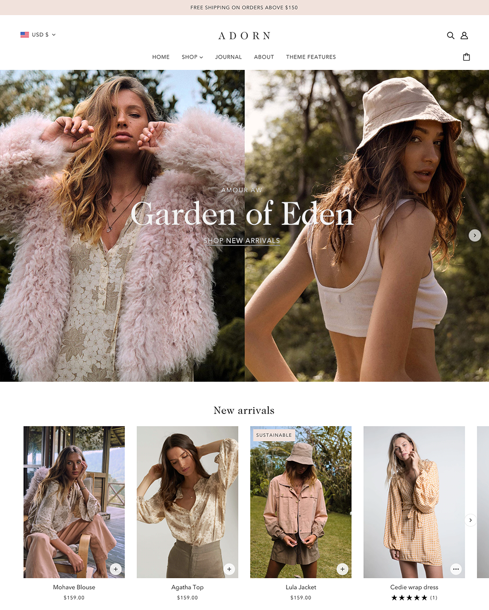 Desktopvoorbeeld van Blockshop in de stijl 'Adorn'