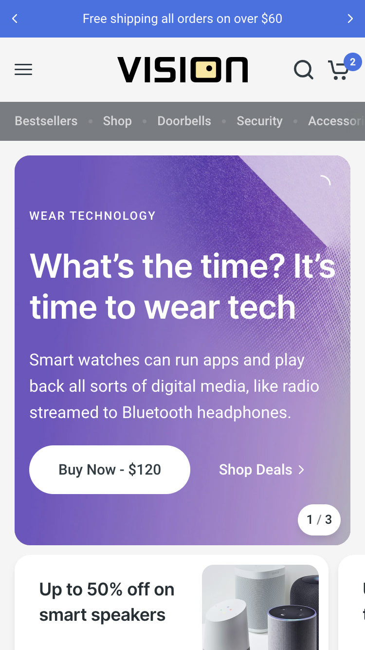 Anteprima in versione mobile di Vision nello stile “Default”