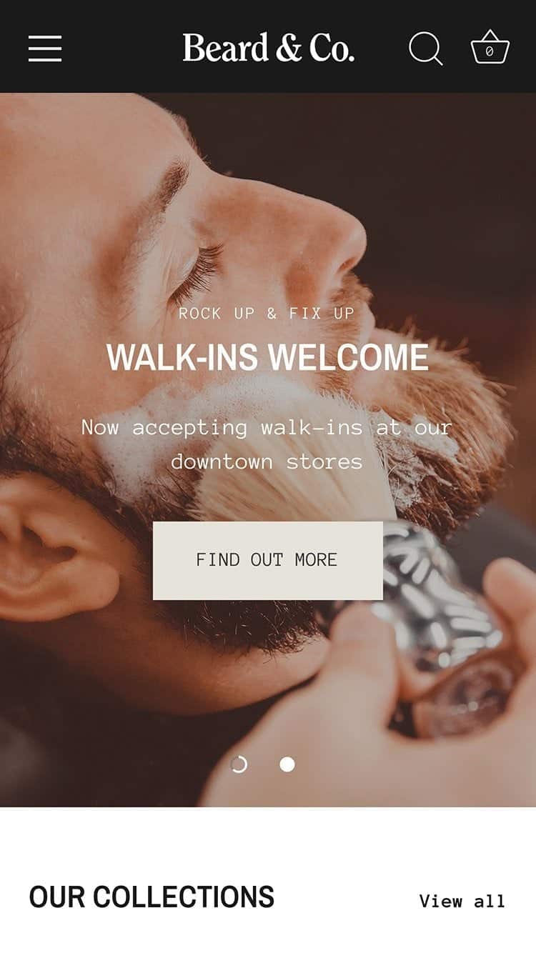 預覽行動版「Showcase」樣式的Beard佈景主題
