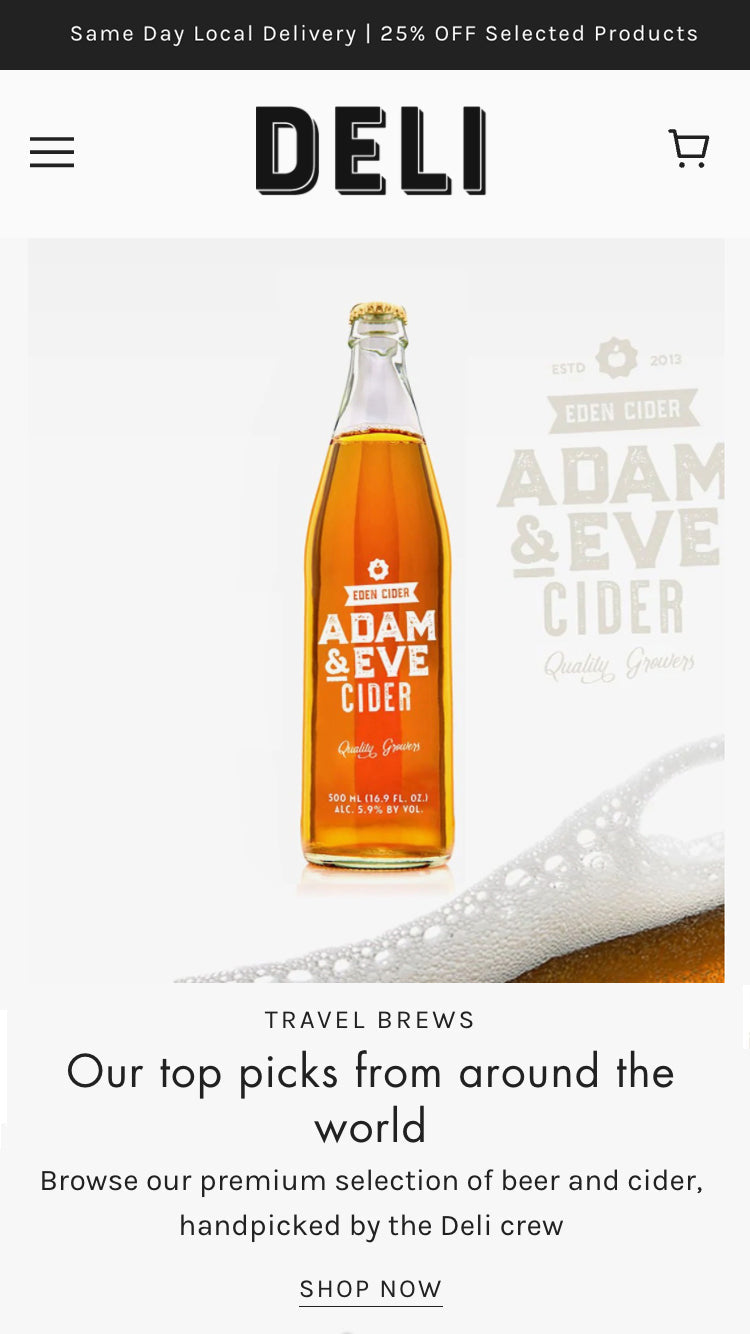 Forhåndsvisning på mobil for Blockshop med stilen “Deli”