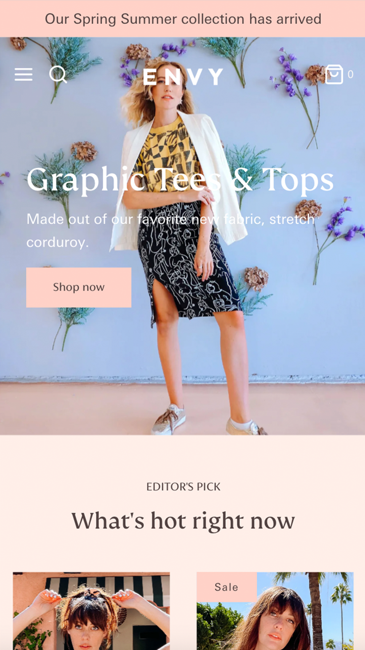 Forhåndsvisning på mobil for Envy med stilen “Oslo”