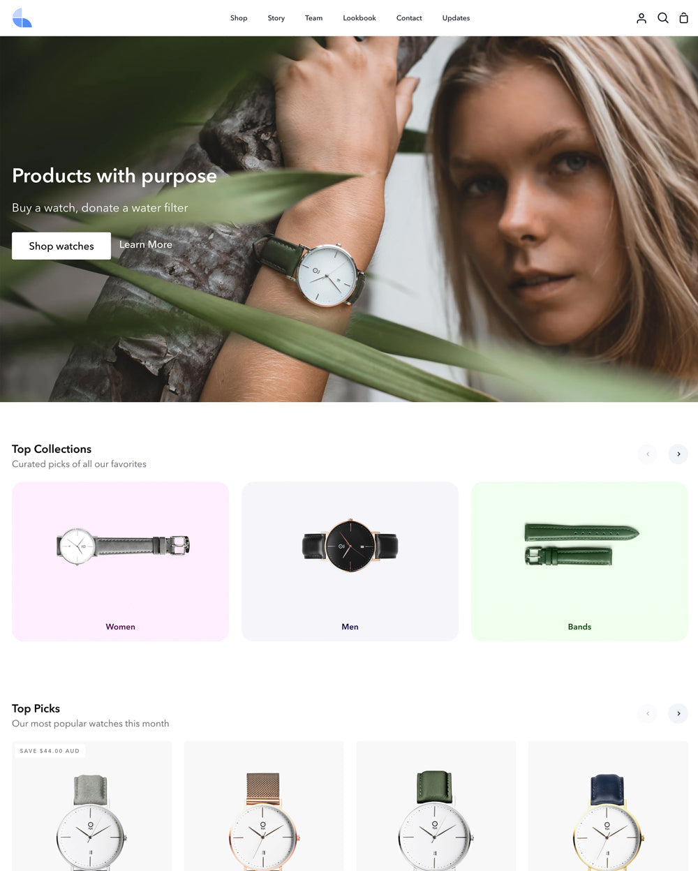 Desktopvoorbeeld van Story in de stijl 'Clean'