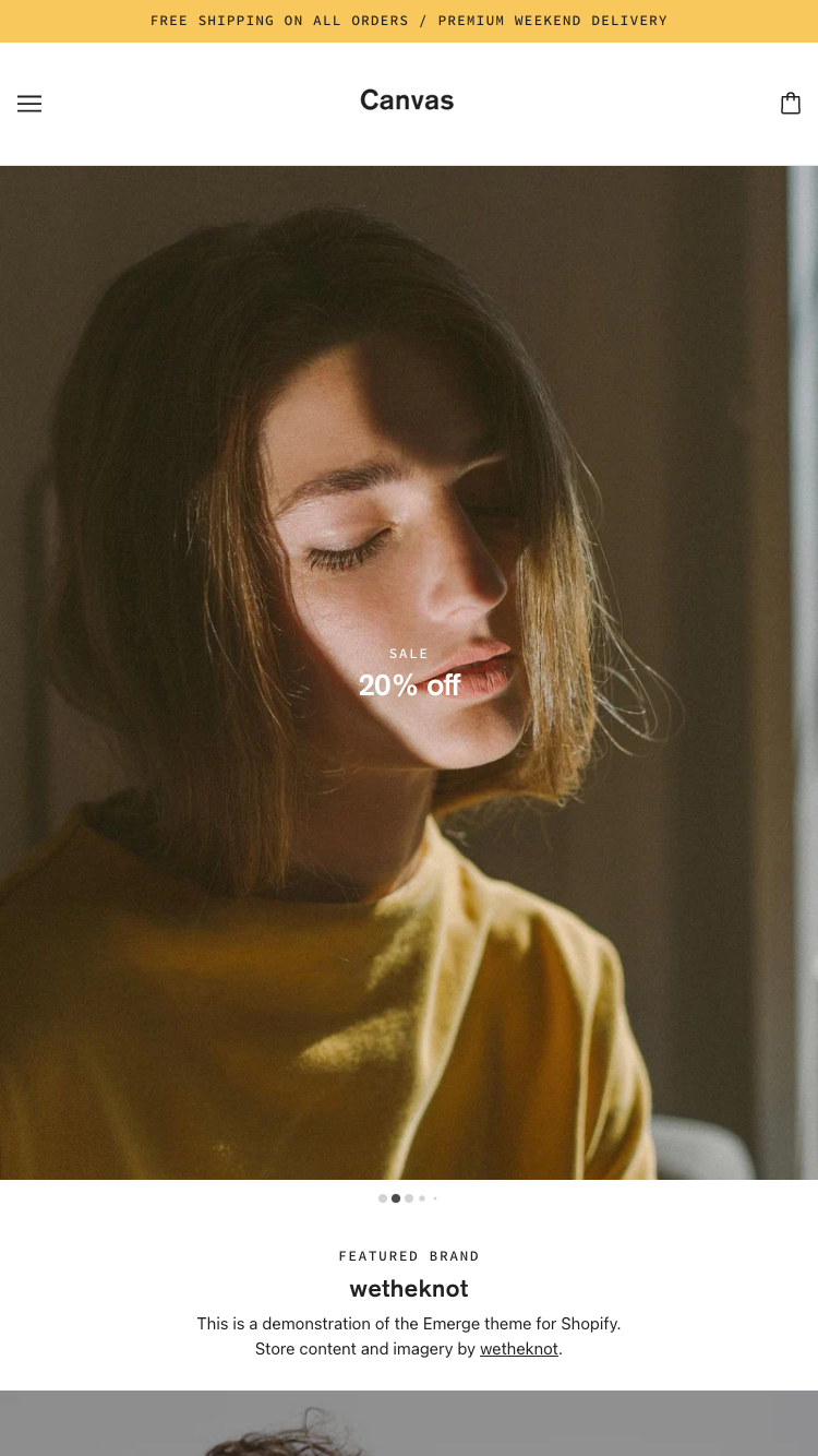 Forhåndsvisning på mobil for Emerge med stilen “Tones”