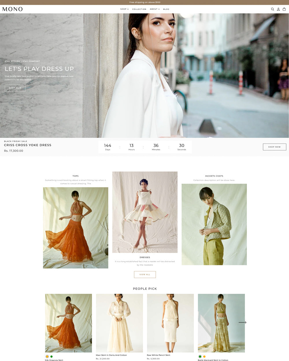 Anteprima in versione desktop di Mono nello stile “vanilla”