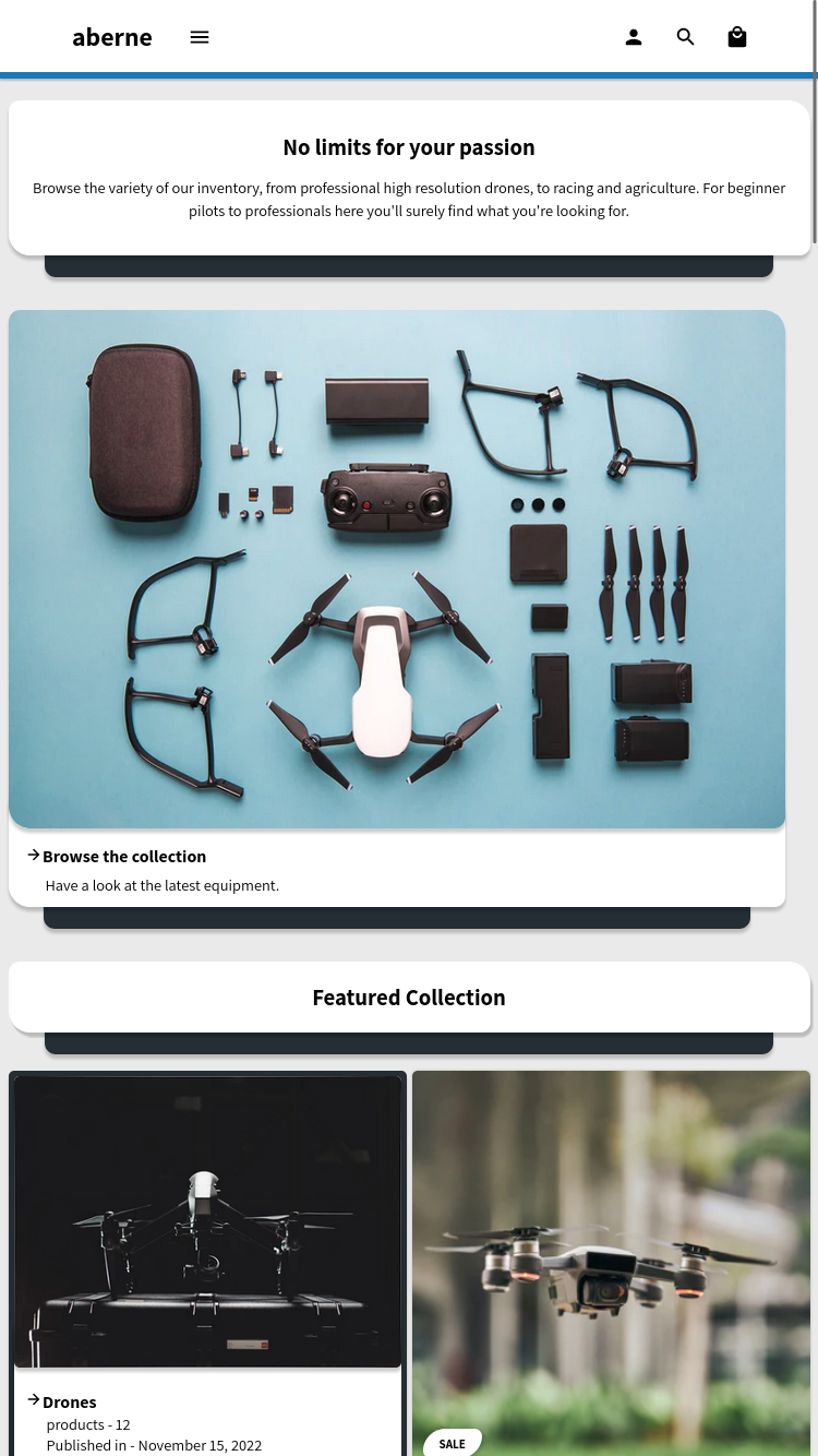 Aperçu de la version mobile du thème Modules dans le style « Sky »