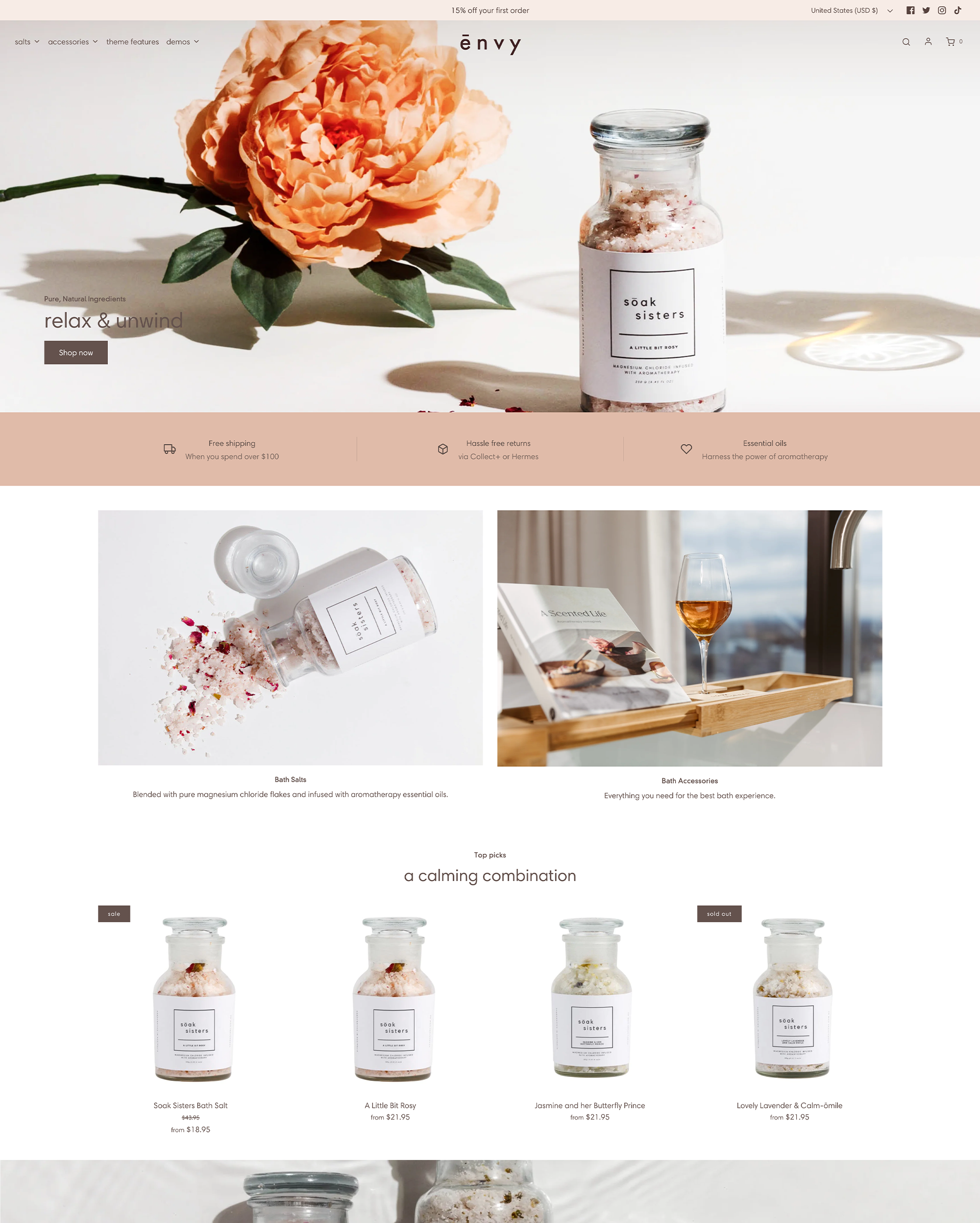 Forhåndsvisning på computer for Envy med stilen “Copenhagen”