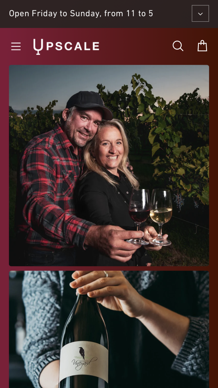 「Upscale」スタイルのClayのモバイルプレビュー