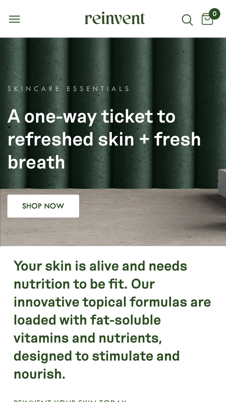 Aperçu de la version mobile du thème Reformation dans le style « Reinvent »