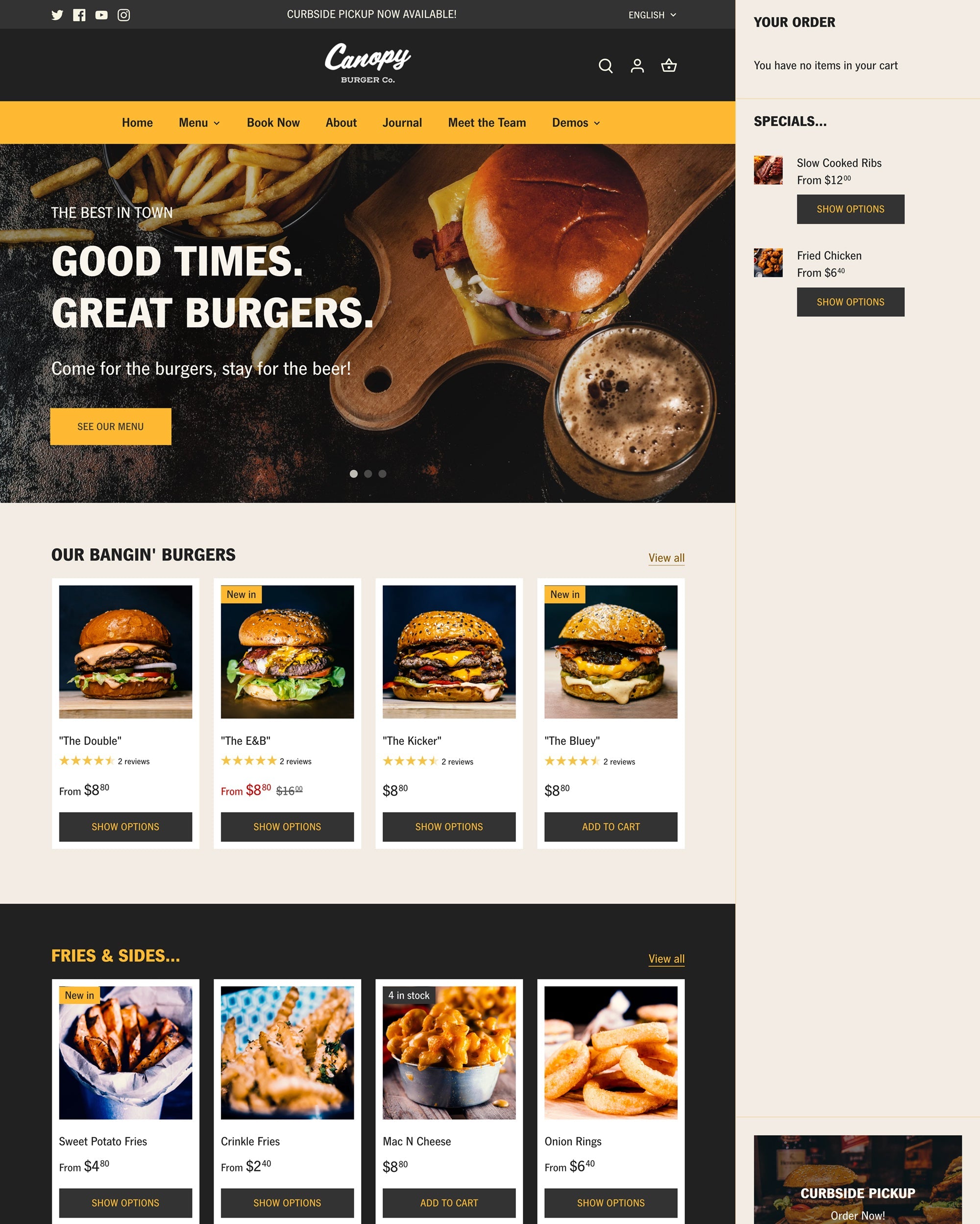 Forhåndsvisning på computer for Canopy med stilen “Fresh”