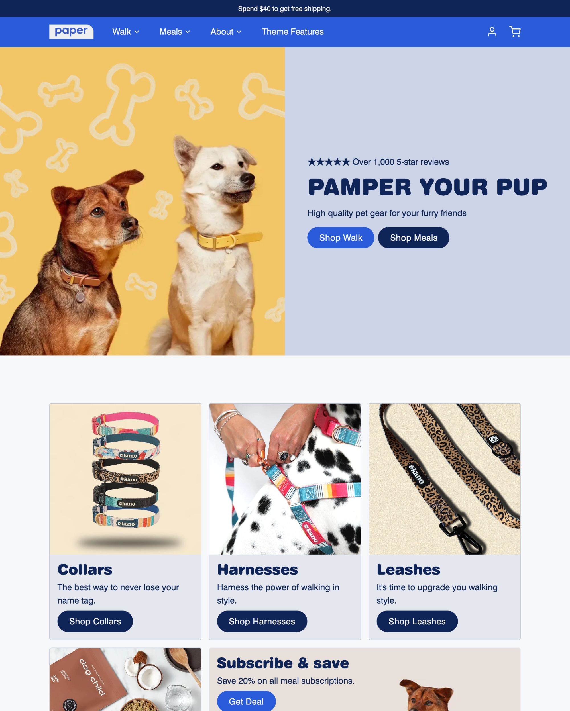 Aperçu de la version pour ordinateur du thème Paper dans le style « Pull »