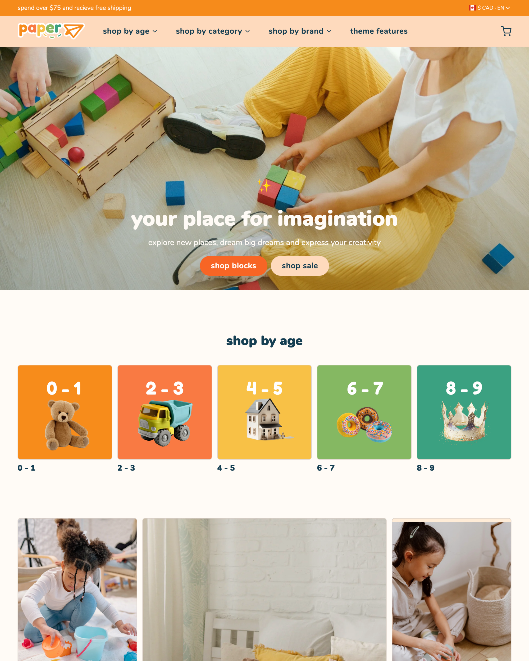 Aperçu de la version pour ordinateur du thème Paper dans le style « Play »