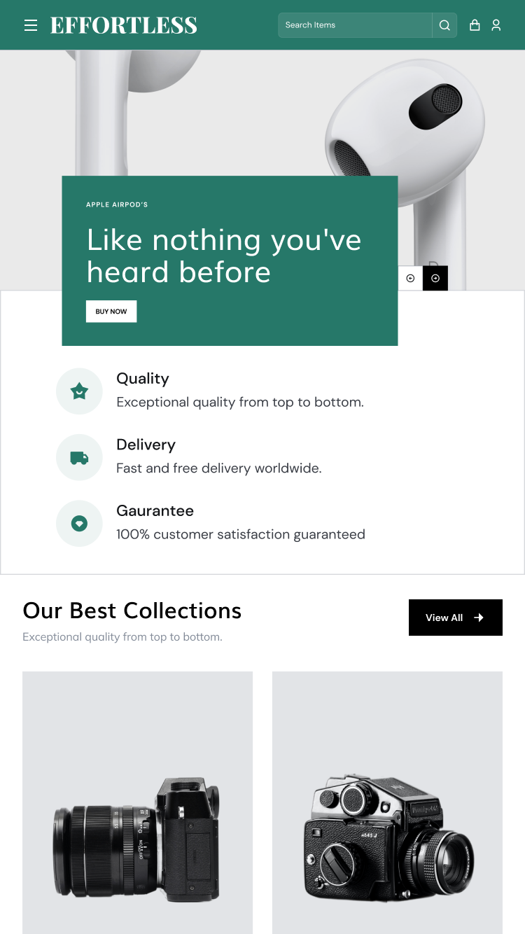 Aperçu de la version mobile du thème Effortless dans le style « Sound »