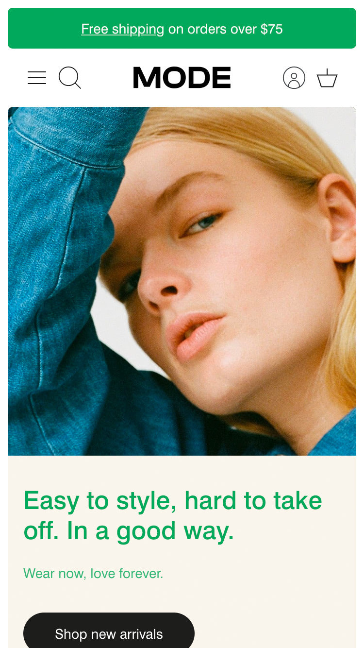 Aperçu de la version mobile du thème Mode dans le style « Solar »