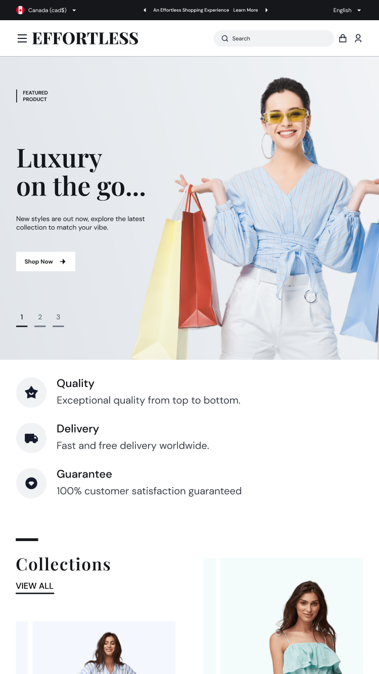 Aperçu de la version mobile du thème Effortless dans le style « Style »