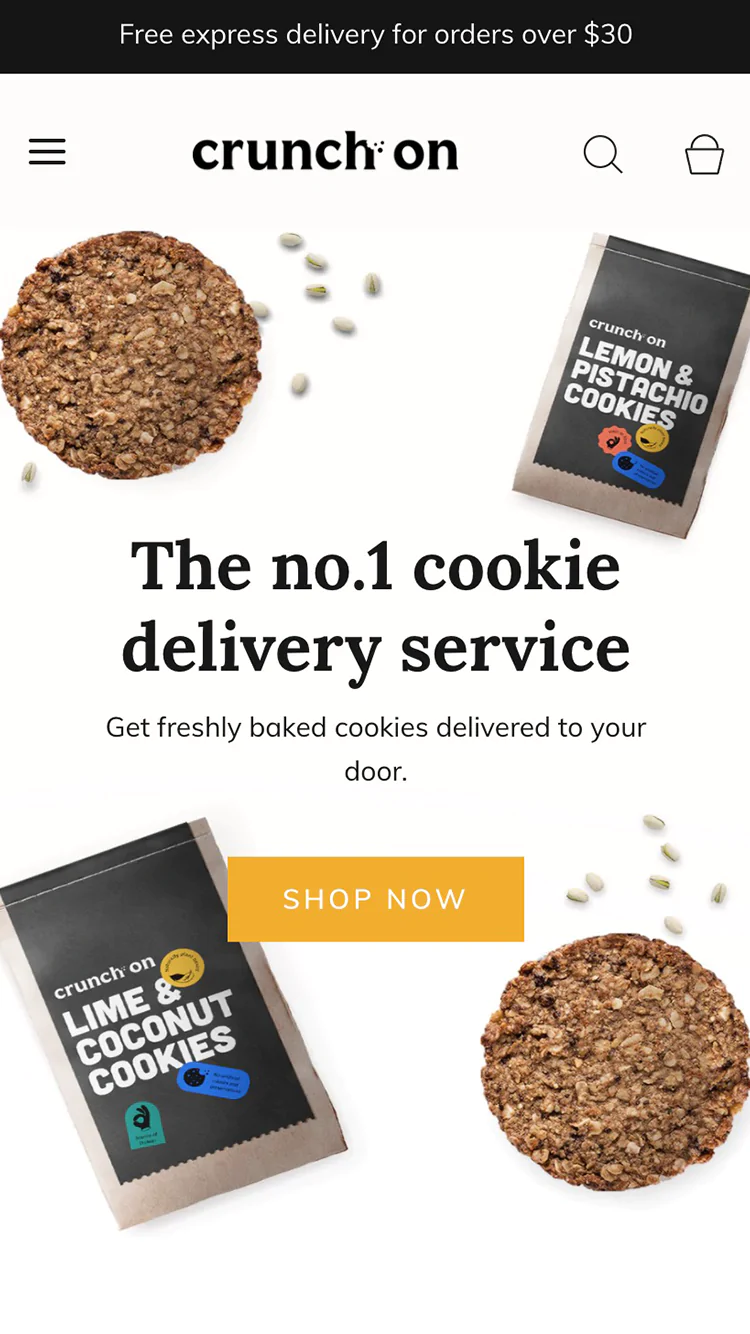 Forhåndsvisning på mobil for Fresh med stilen “Sharp”