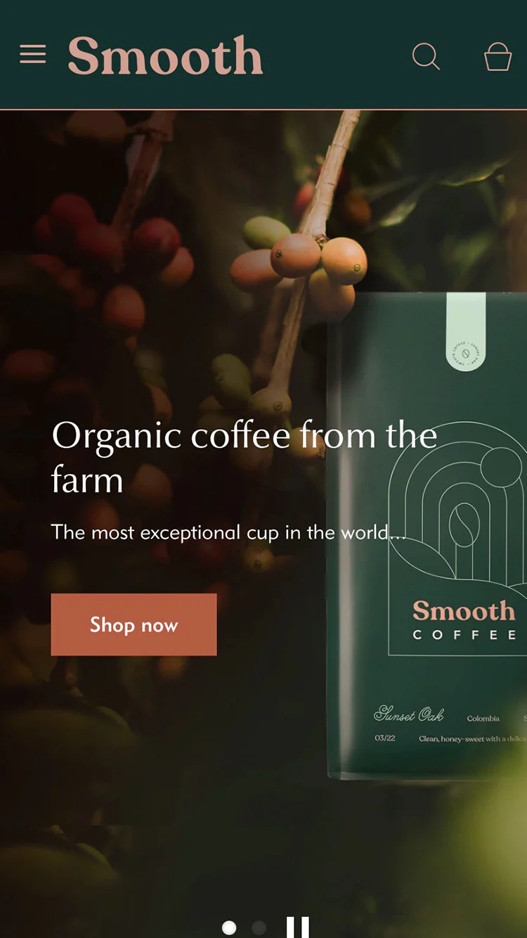 Forhåndsvisning på mobil for Fresh med stilen “Smooth”