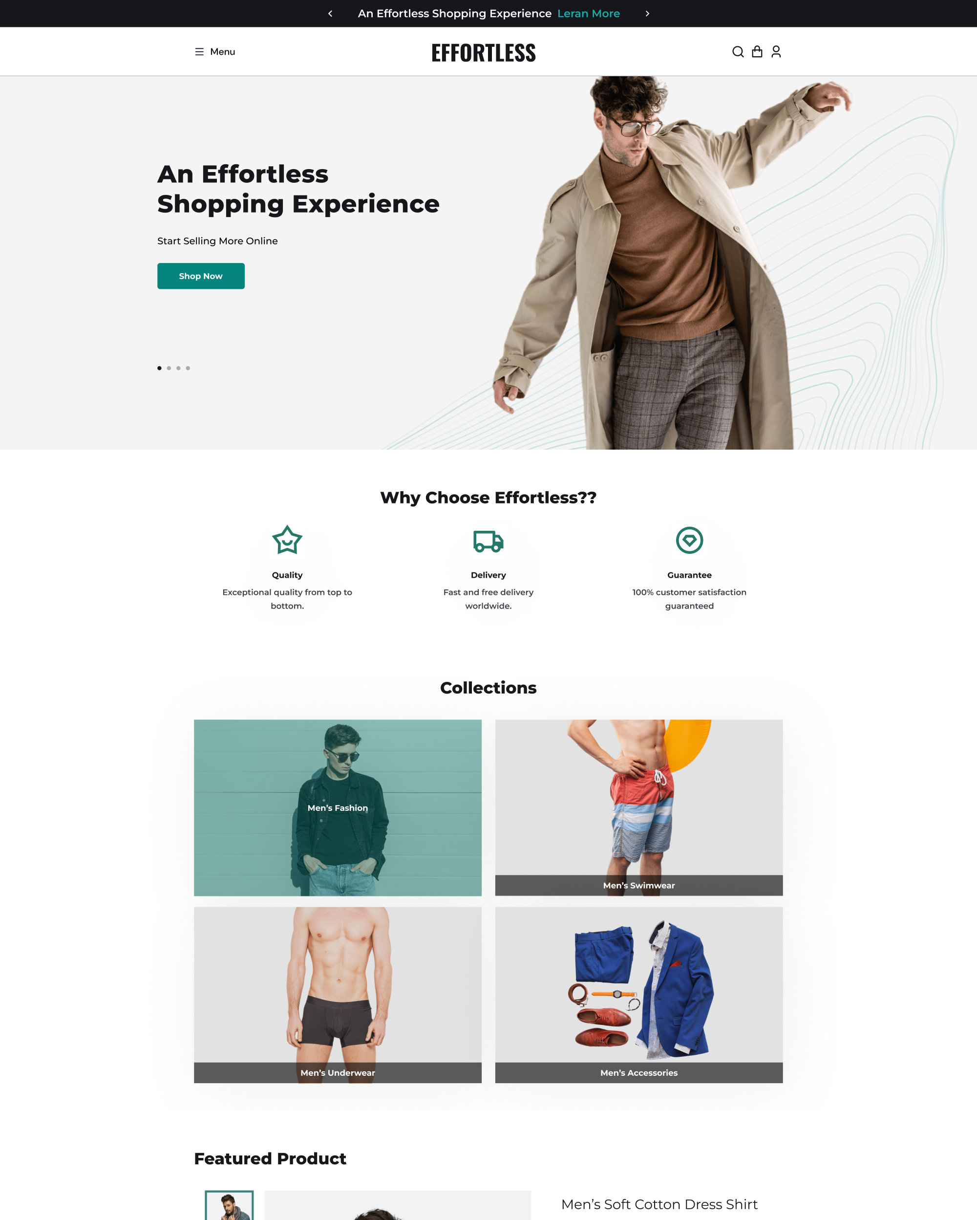 Aperçu de la version pour ordinateur du thème Effortless dans le style « Trend »