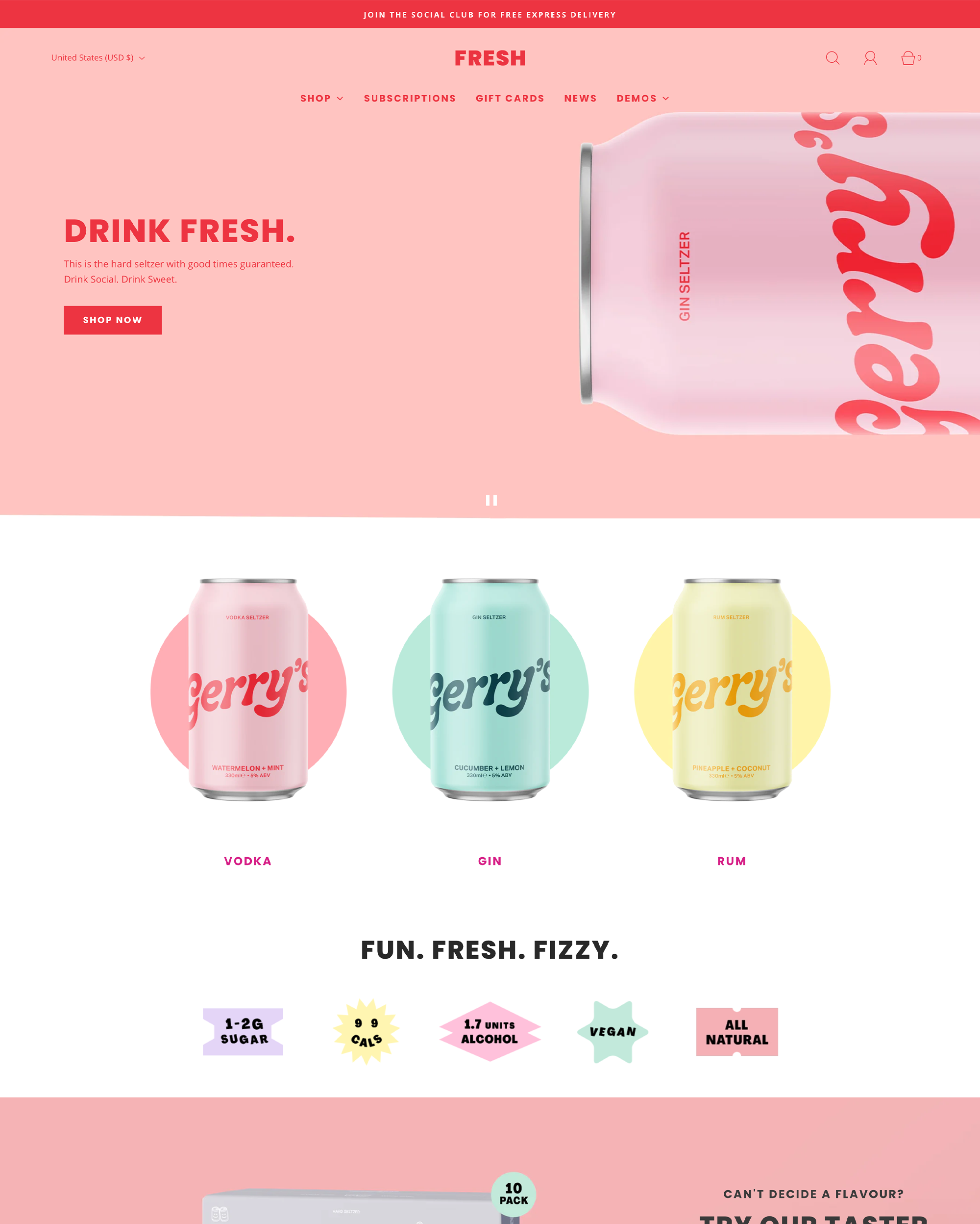 Forhåndsvisning på computer for Fresh med stilen “Sweet”